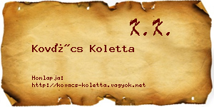 Kovács Koletta névjegykártya